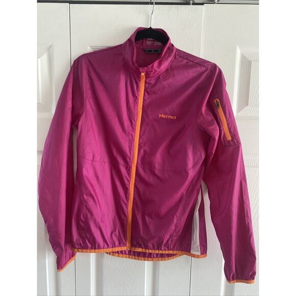 Marmot Womens Small Pink Full Zip Lightweight Rain Jacket Windbreaker Camp Outdo - Picture 1 of 6